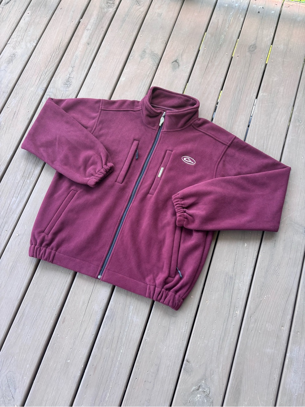 Drake Waterfowl Fleece Jacket Sz XL Maroon Full Zip